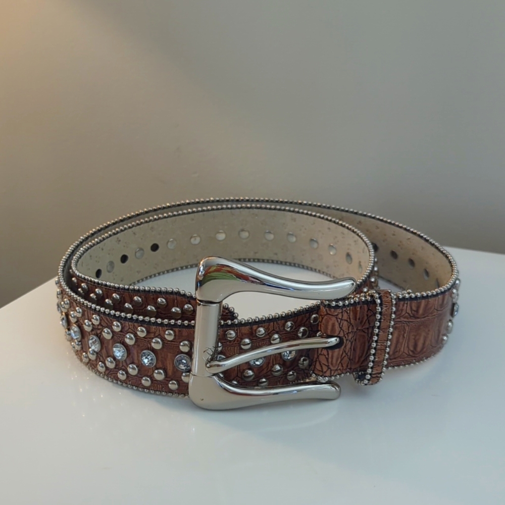 Guess Rhinestone Silver Cowgirl Western Belt